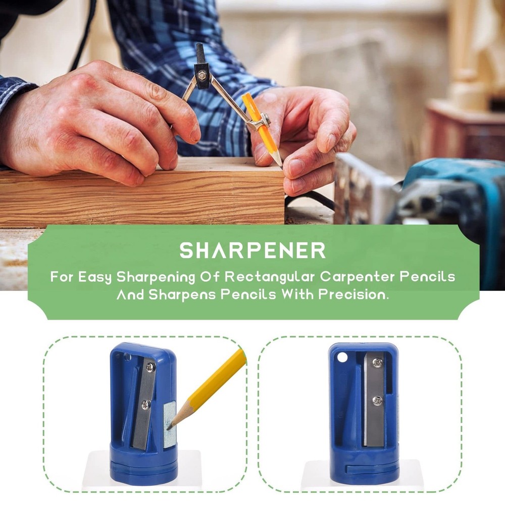 Carpenter Pencil Sharpener- 4 Pack Manual Pencil Sharpener for Flat Carpenter...