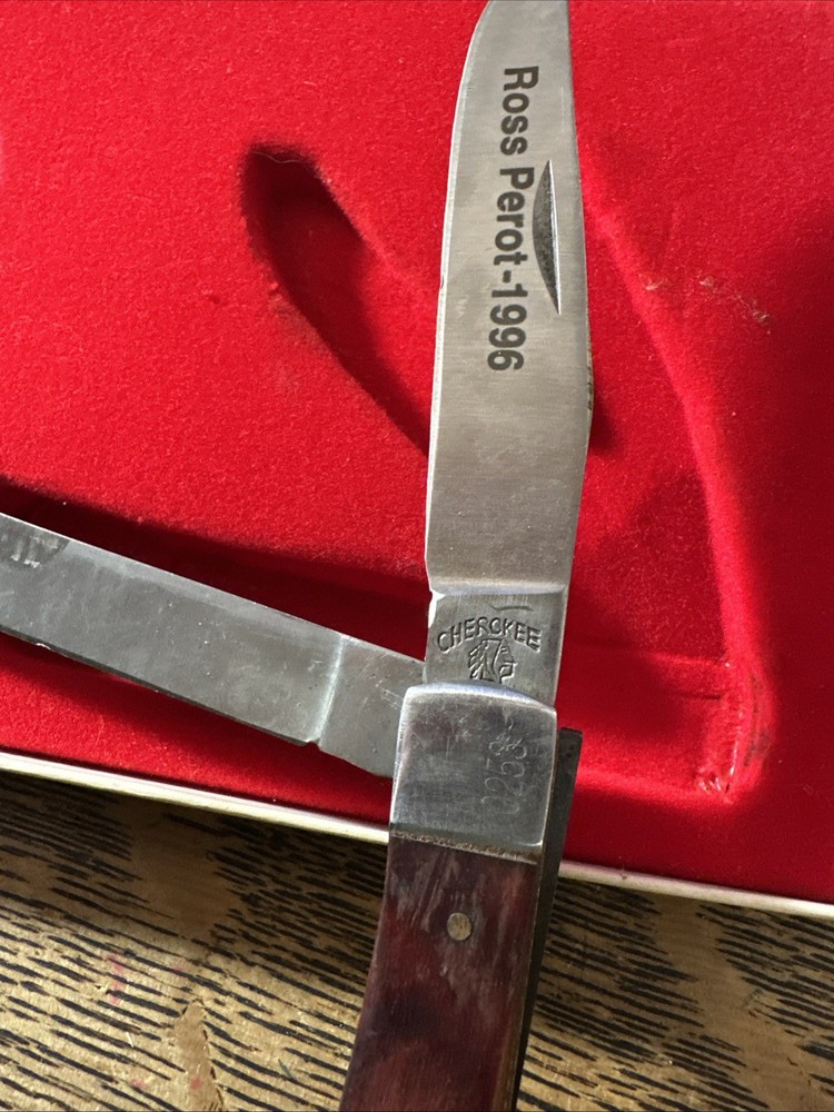 Ross Perot 1996 Knife And Button In Cardboard Box