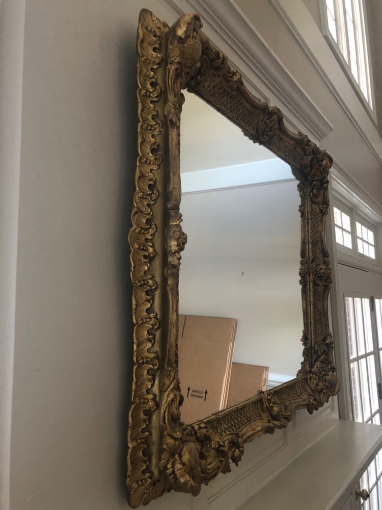 F58662EC: Large Approx. 46x 40 x9 Rectangular Gold Gilt Beveled Mirror