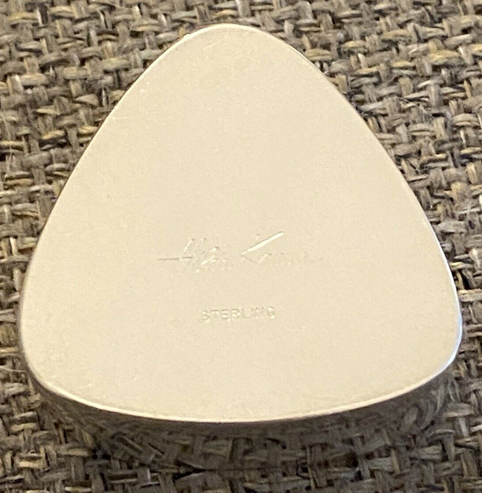 Hilda Kraus Mid Century Modern Sterling Silver & Enamel Triangular Box Signed