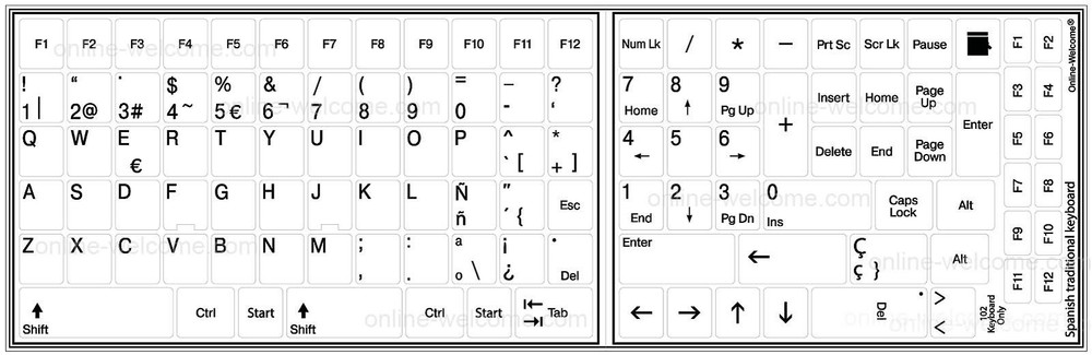 spanish traditional replacement keyboard sticker white