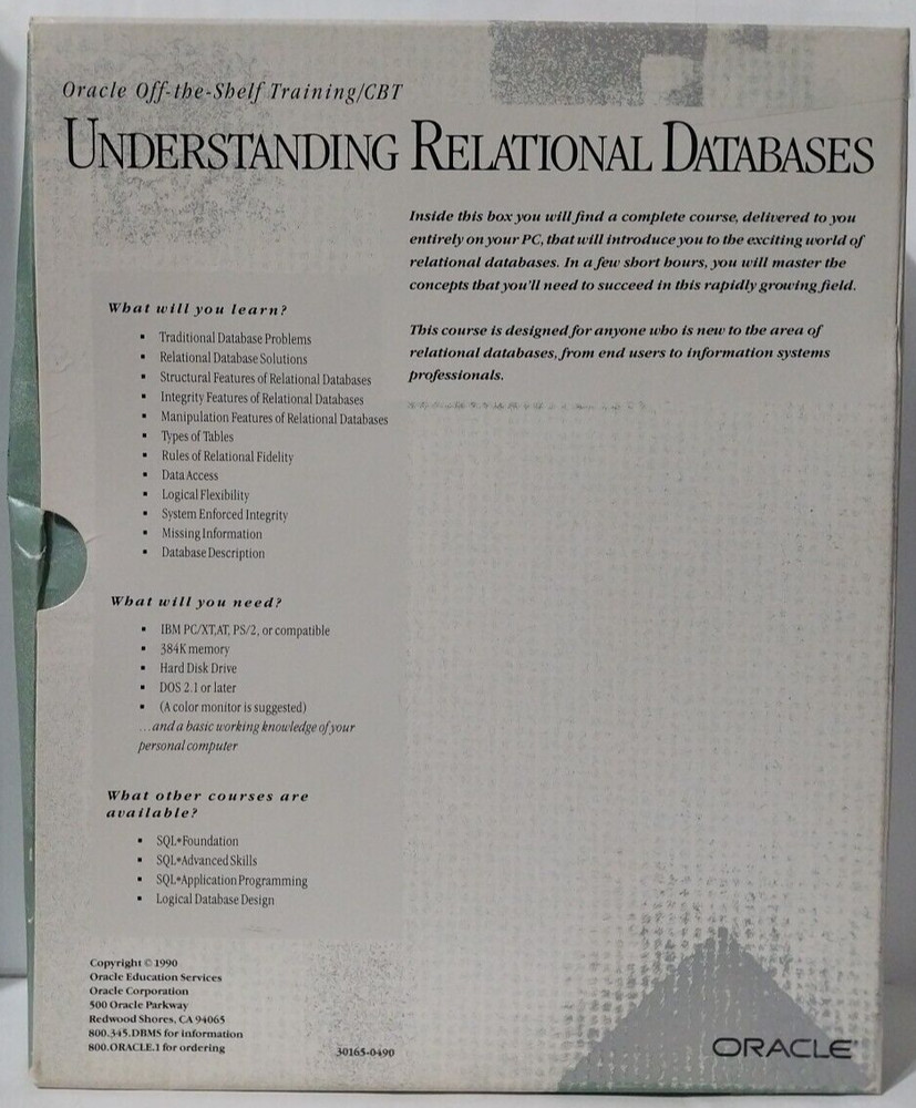 Oracle Understanding Relational Databases w/ 3.5" Disks and 5.25" Disks - See