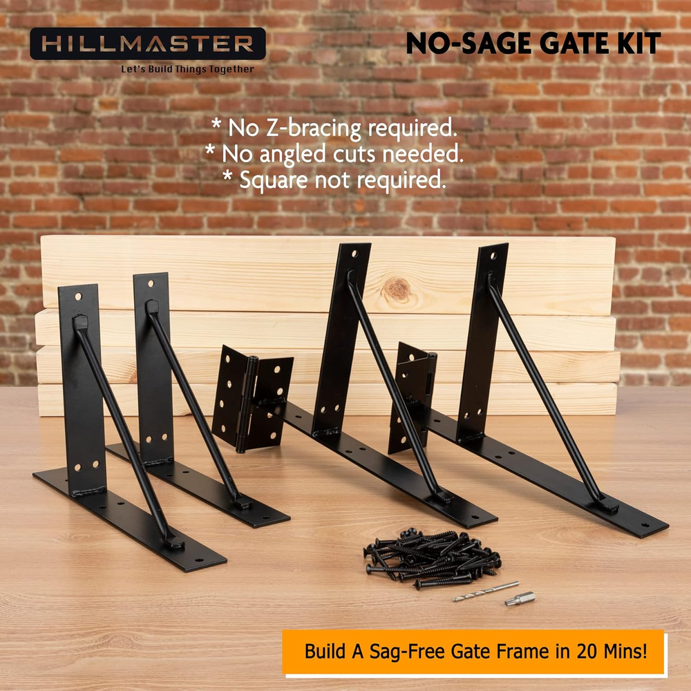 2-Sets Heavy Duty Adjustable Gate Corner Brace Bracket Anti Sag Gate Frame Kit