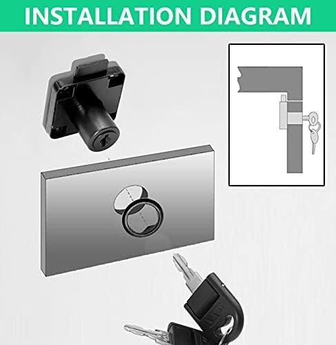 2 Pack Drawer Lock with Keys Black