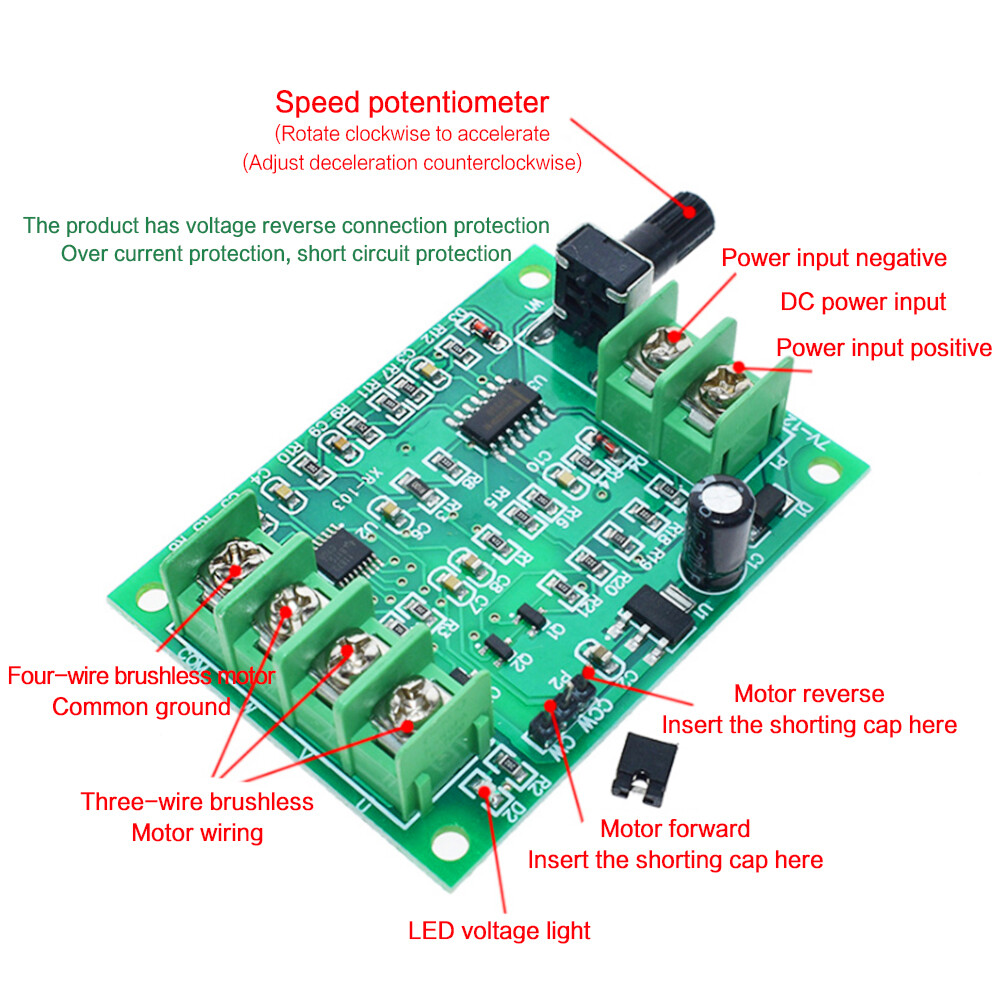 1PCS 5V 12V Brushless DC Motor Driver Controller Board with Current Protection