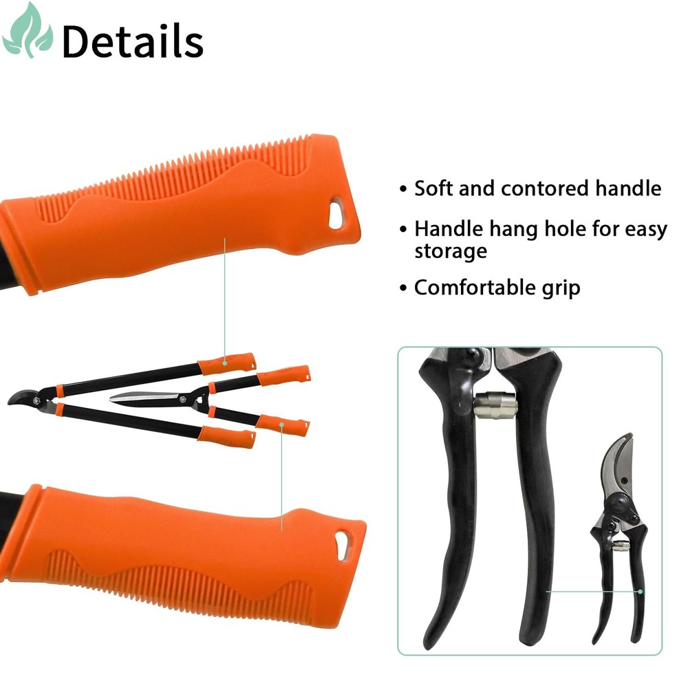 3 pieces Garden Tools Set - Lopper & Pruning Shear & Tree Trimmer Pruner for ...