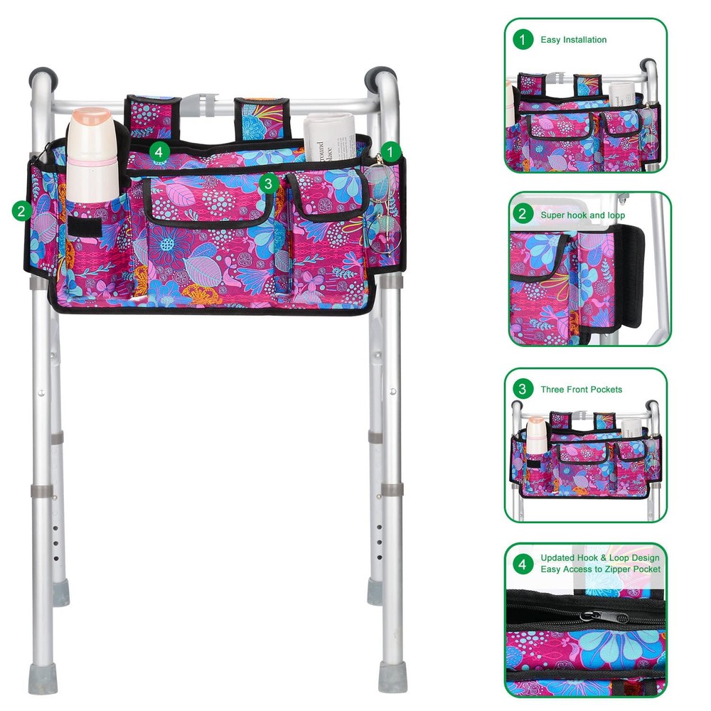 supregear Walker Bag Basket, Multi Pockets Folding Walker Pouch with Cup Hold...