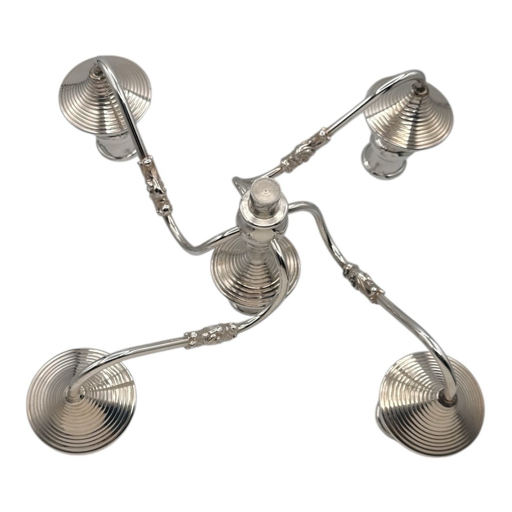 2 Silver Plated Candelabra Attachments 5 Arm w/ Bobeches
