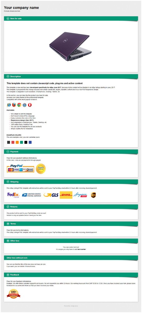 eBay Listing HTML Template (New Responsive Design 2021)