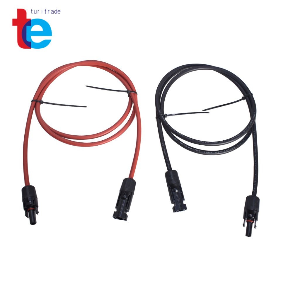 1 Pair 5ft (1.524m) Black + Red Solar Panel Extension Cable Wire Connector