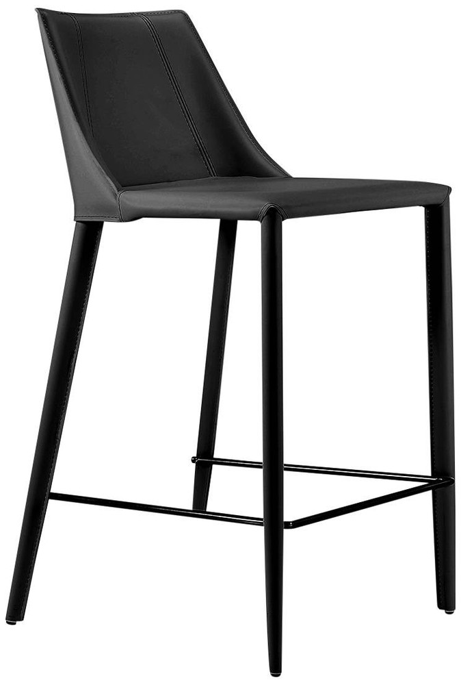 Kalle 26" Black Leather Counter Stool