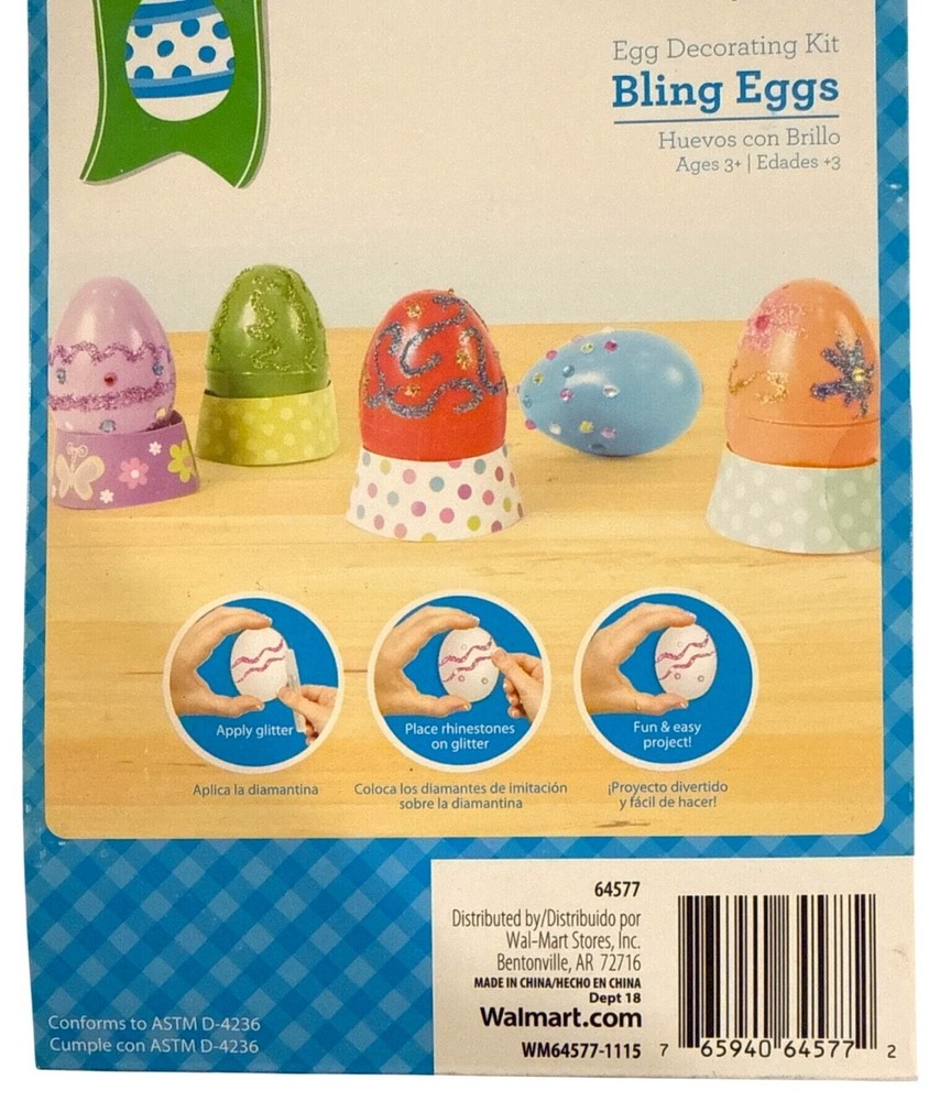WALMART Easter Egg Decorating Kit Bling Eggs With Glitter Shakers + Rhinestones+