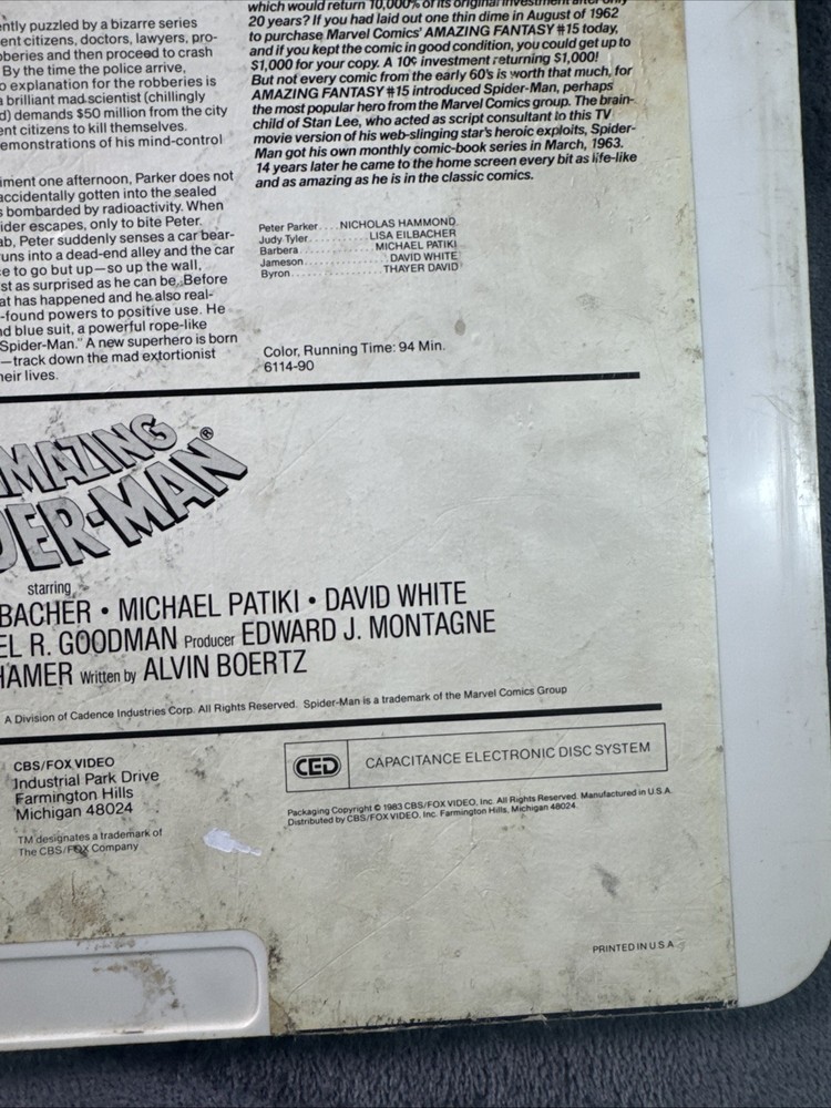 capacitance electronic disc system the amazing spider-man CBS FOX live Action