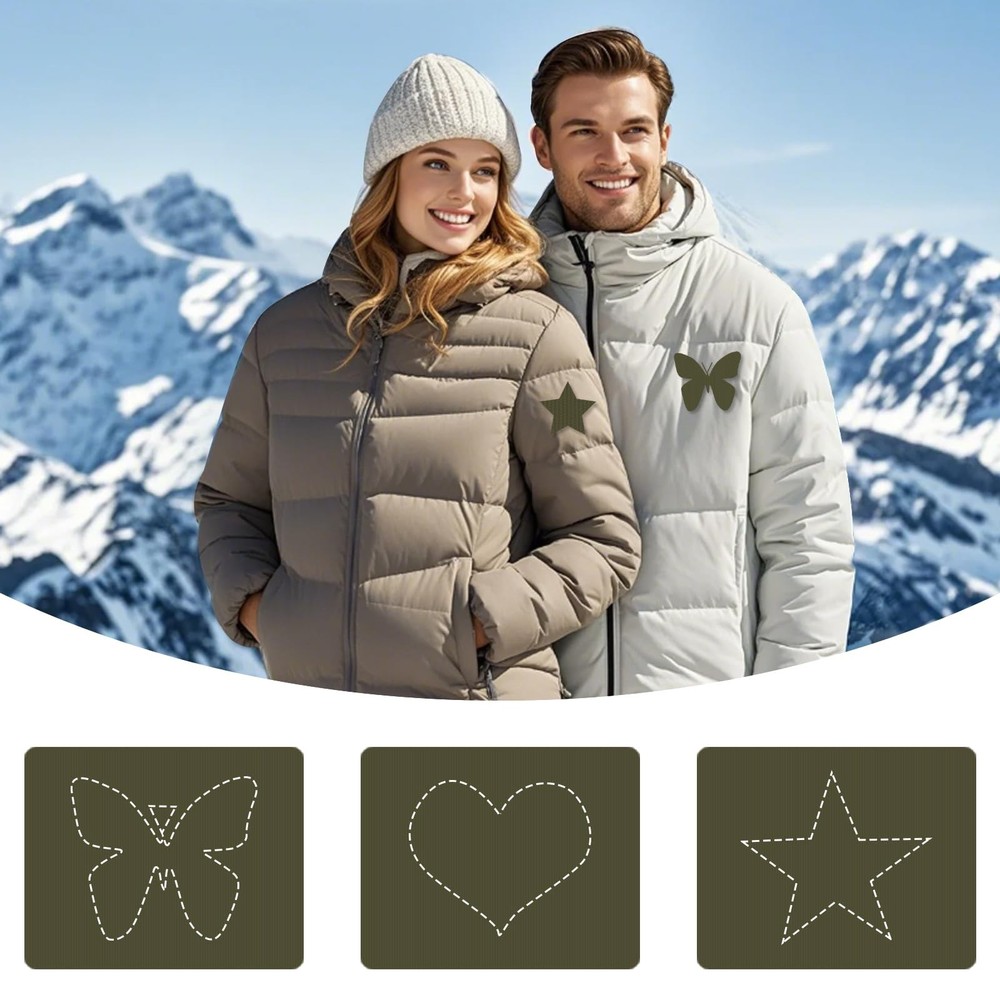 45PCS Down Jacket Repair Patch for Puffer Three Sizes, Pre-Cut-Army Green