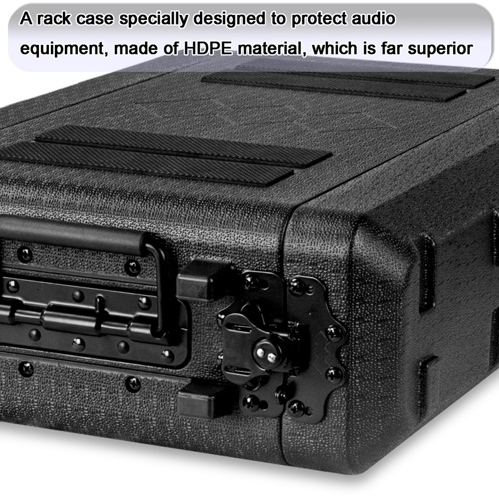 4U Rack Mount Flight Case with Wheels & Pull Handle, 19" Audio Equipment Cabinet