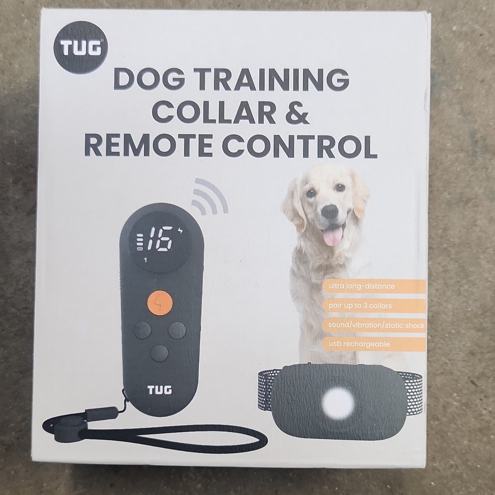 TUG Rechargeable Remote Training Collar, Sound Vibration Shock, Waterproof, Bla…