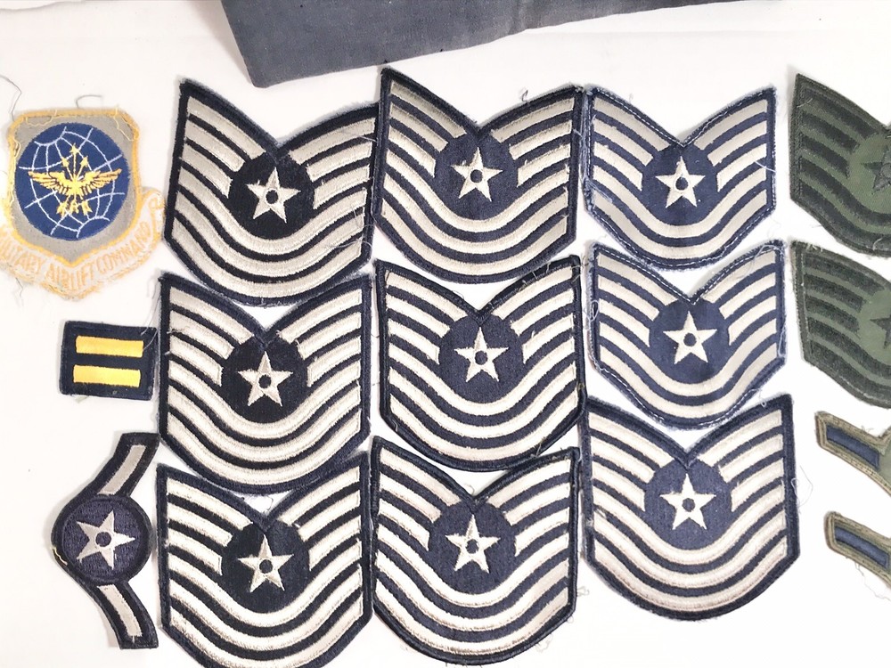17 vintage Air Force patches & Soft Hat size 7