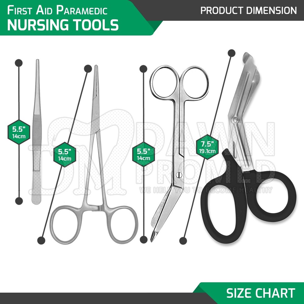 4 Pcs First Aid Paramedic Essential Nursing Tools Surgical Instruments - Black