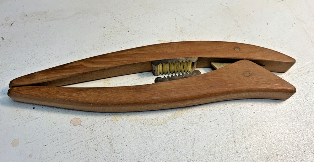 Vintage Danish Modern Nutcracker Wood with Brass