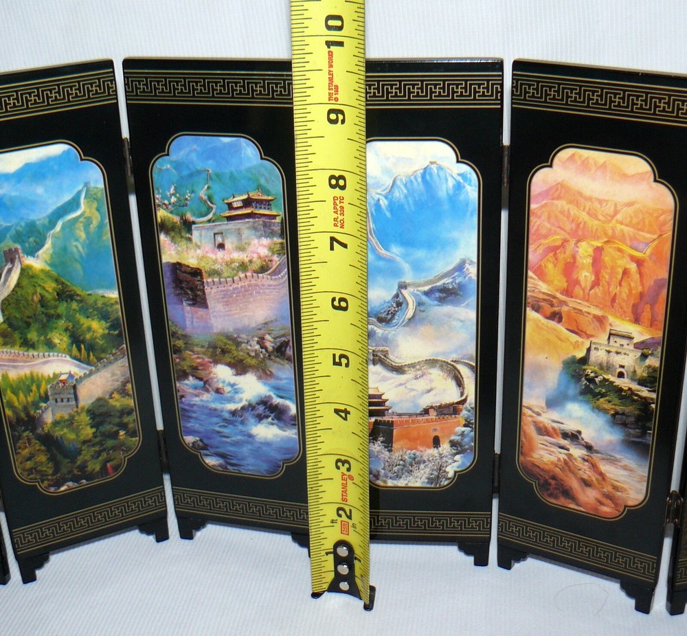 Chinese 6 Panel 2 Sided Screen The Great Wall Chinoiserie 9x18"