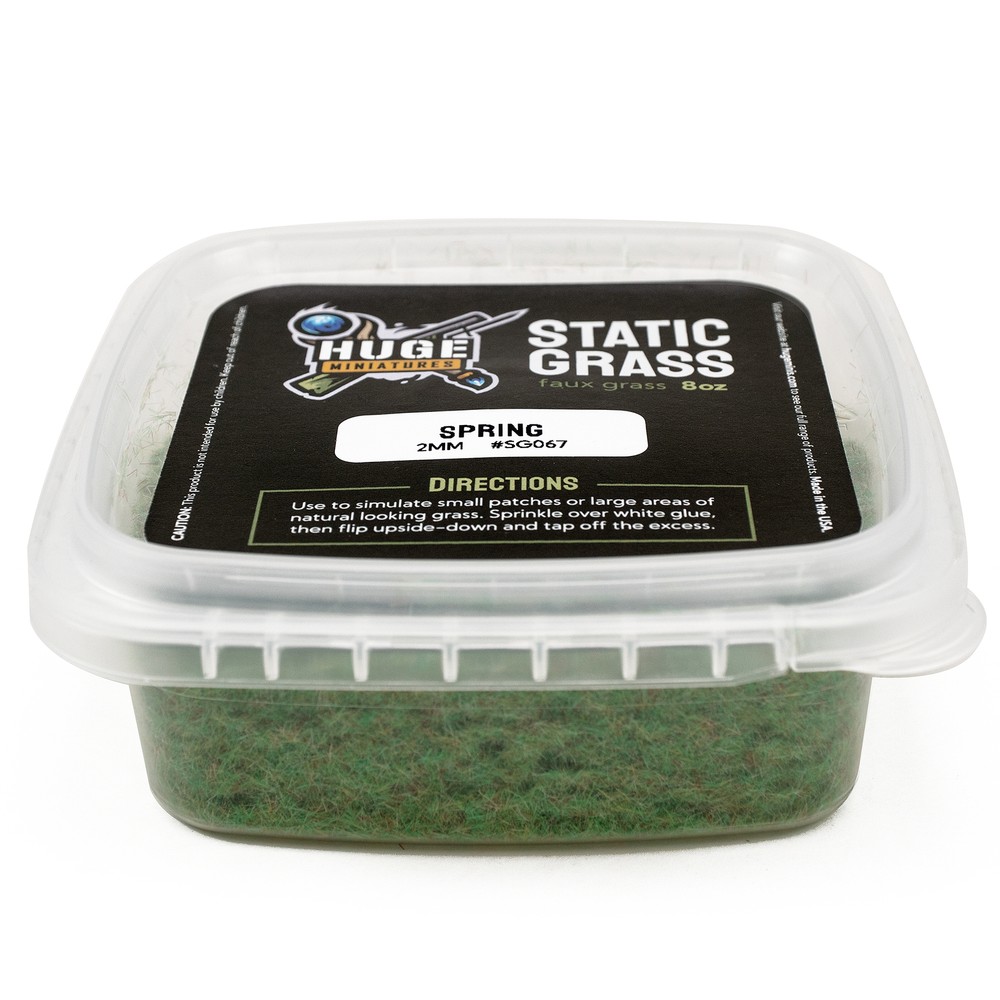 Huge Miniatures Static Grass, Spring Green 2mm Summer Fall – 8oz Container