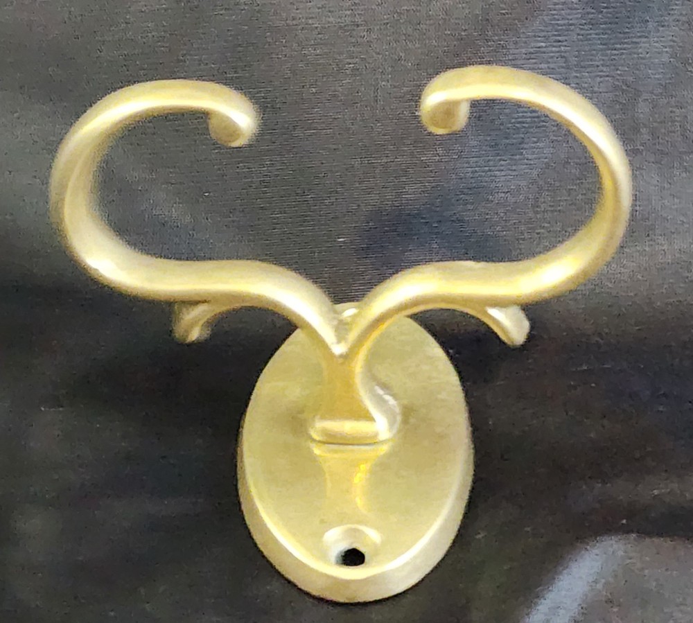Three Early Antique Brass Fireplace Tool Jamb Hooks
