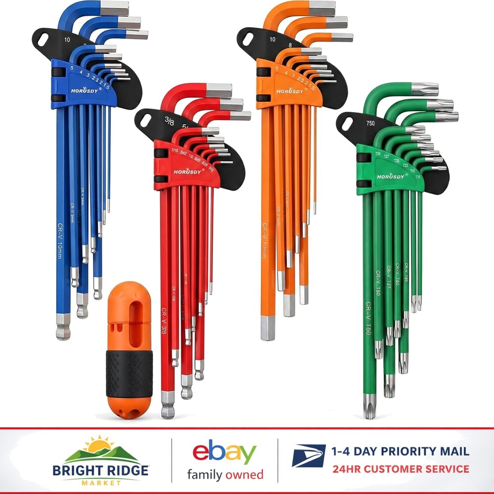 Color-Coded Hex and Torx Key Set with 9PCS Each for Easy Size Identification