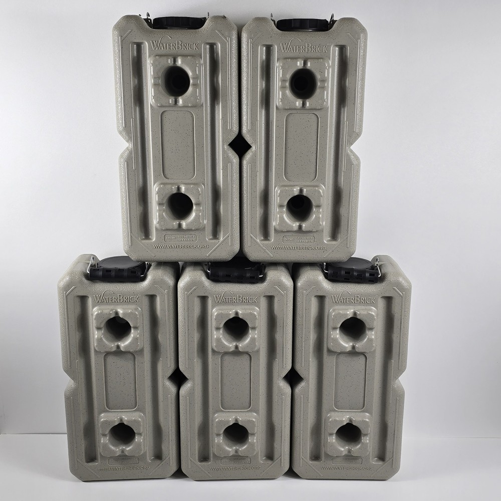 5 WaterBrick 3.5 Gallon Water Storage Containers Stackable Emergency Prep