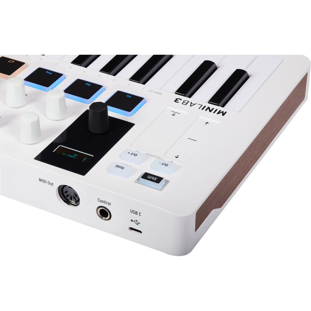 Arturia MiniLab 3 Compact MIDI Keyboard and Pad Controller (White) Bundle with 6