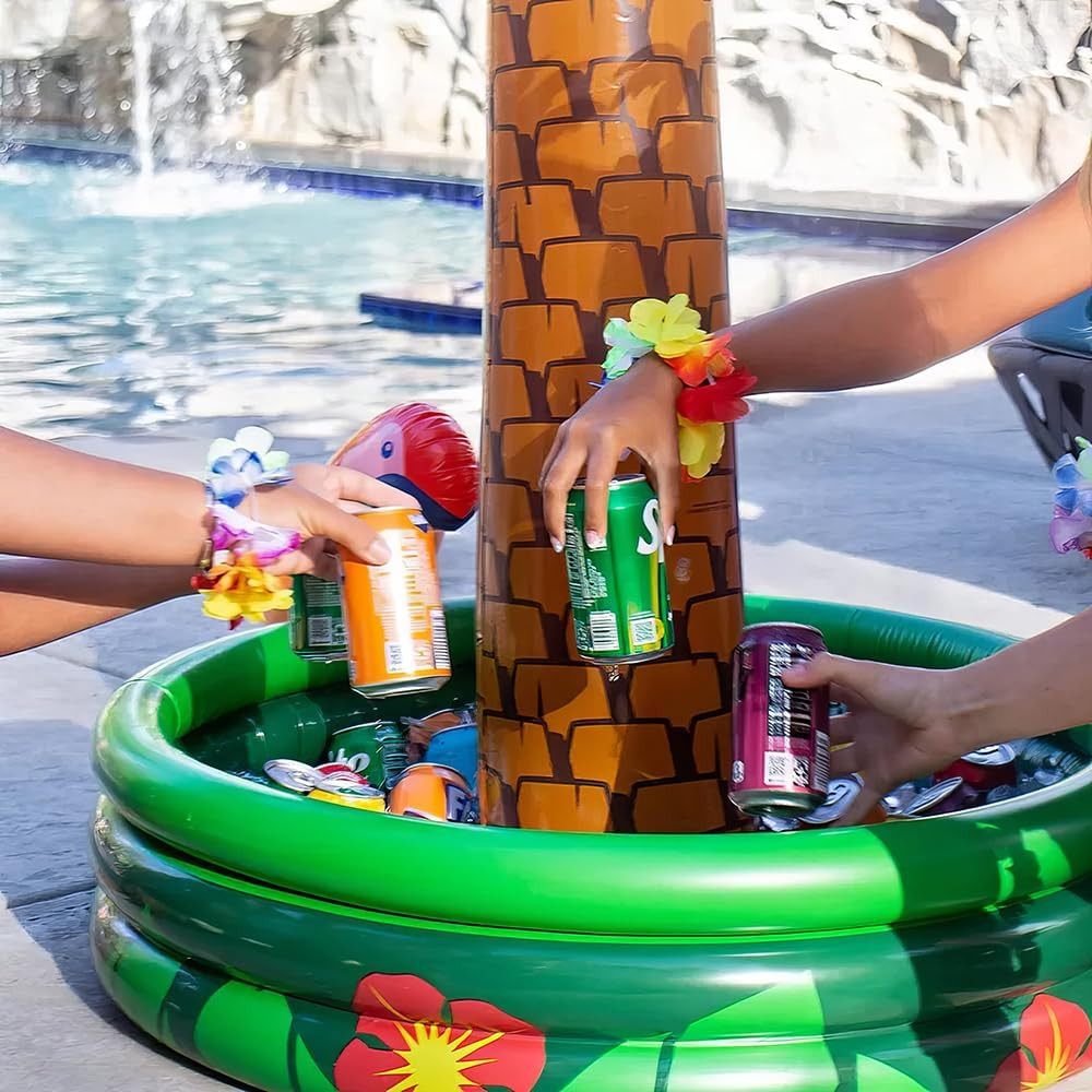 Inflatable 6 Foot Palm Tree Cooler, White, One Size