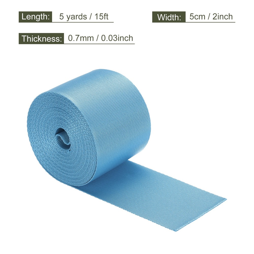 Flat Nylon Webbing Strap 2 Inch 5 Yards Lake Blue for Backpack