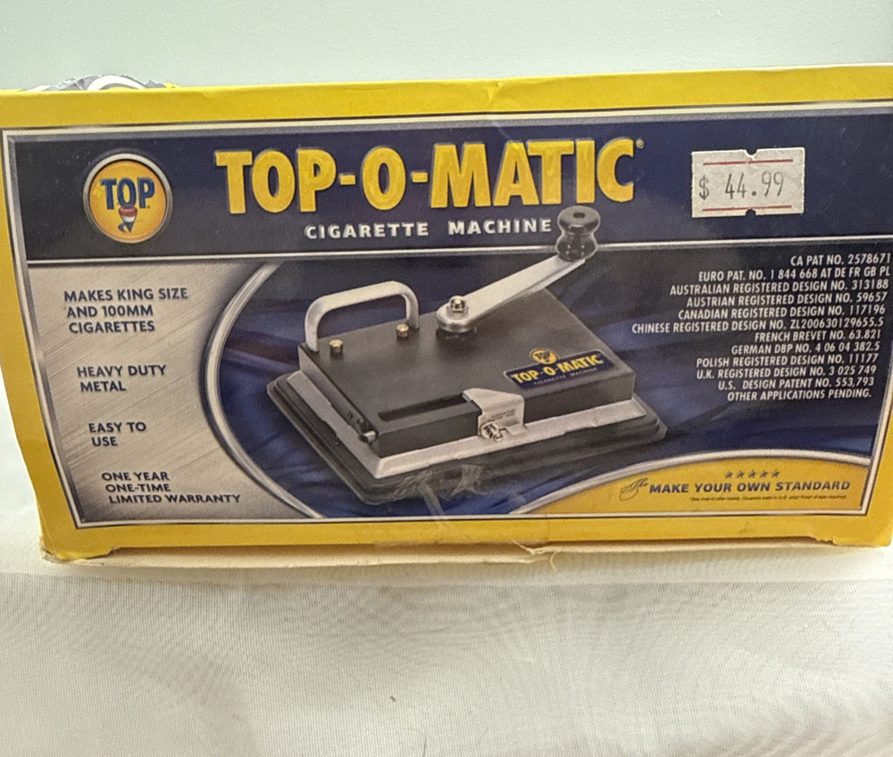 Top-O-Matic Cigarette Rolling Machine - Torn Box w/instructions - Pre-owned