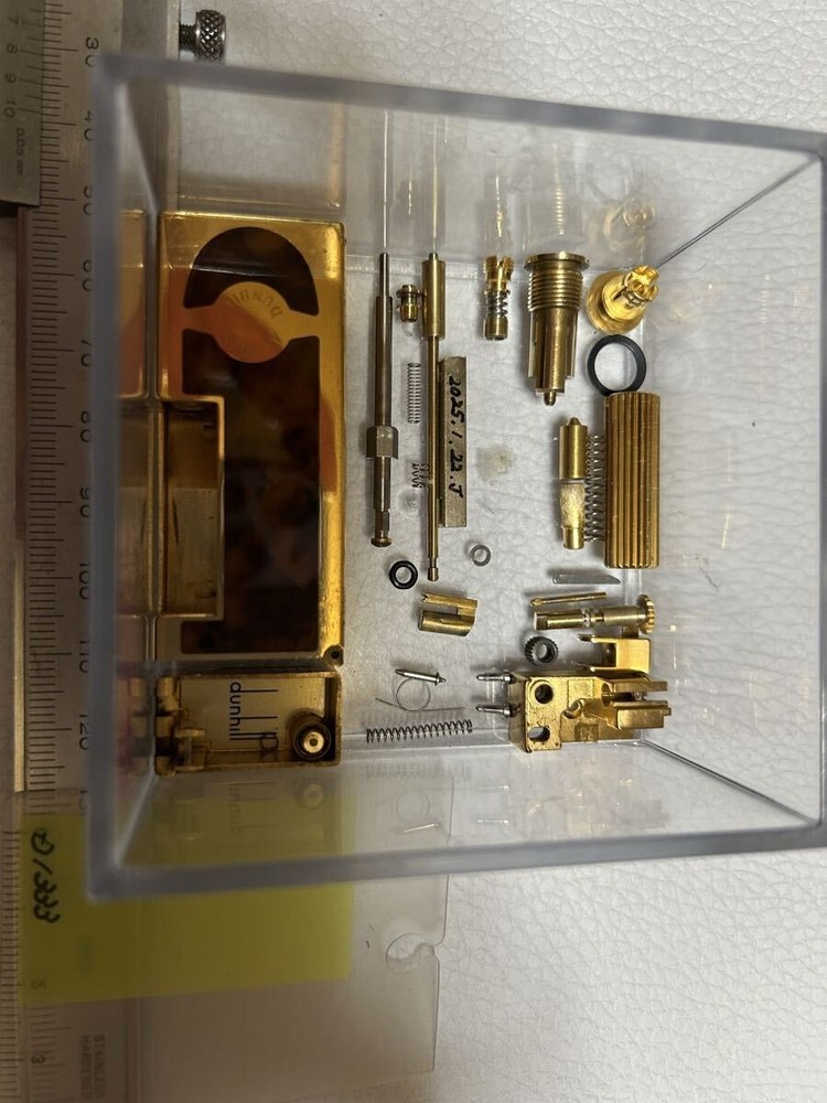 Overhauled Dunhill Rollagas lighter brown gold with box