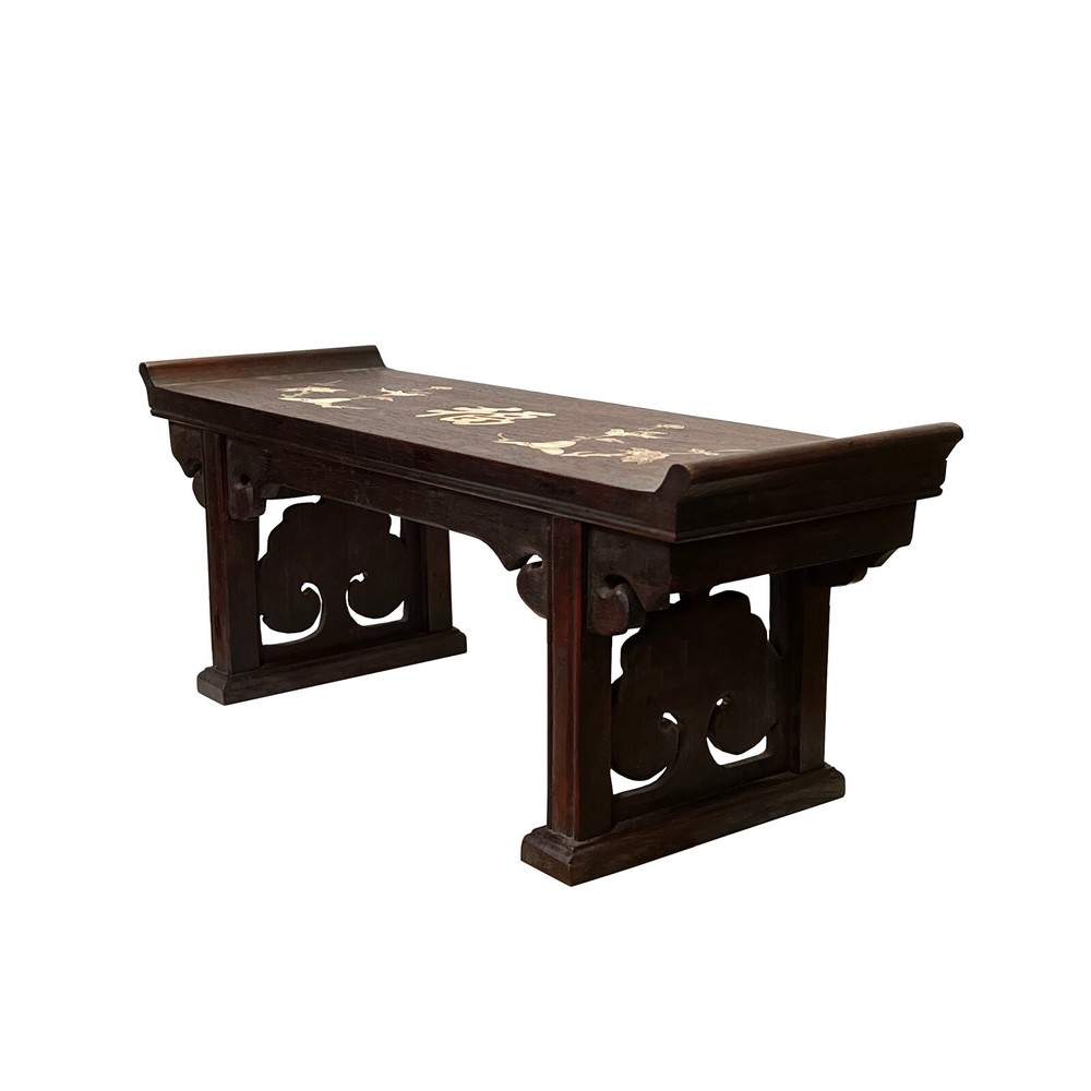 15.25" Chinese Brown Wood Altar Rectangular Table Top Display Stand Easel ws2938