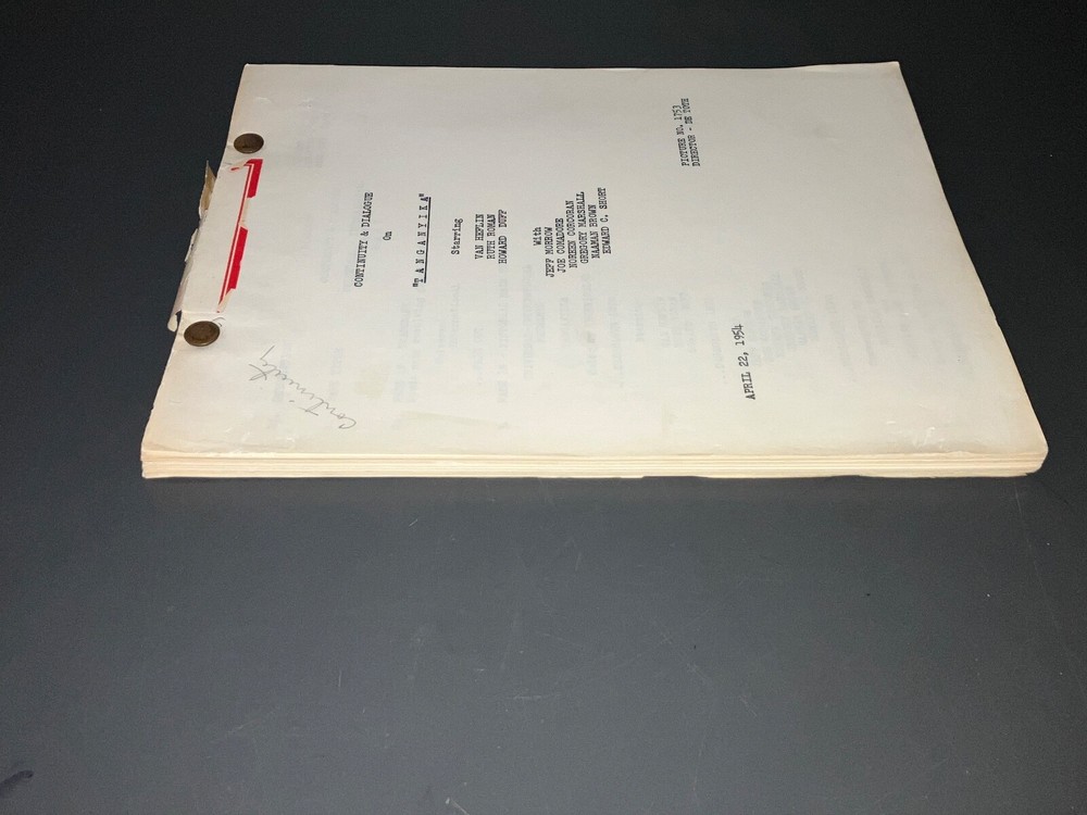 TANGANYIKA (4/22/54) Orig. UNIVERSAL FILES Continuity & Dialogue Script + COA!