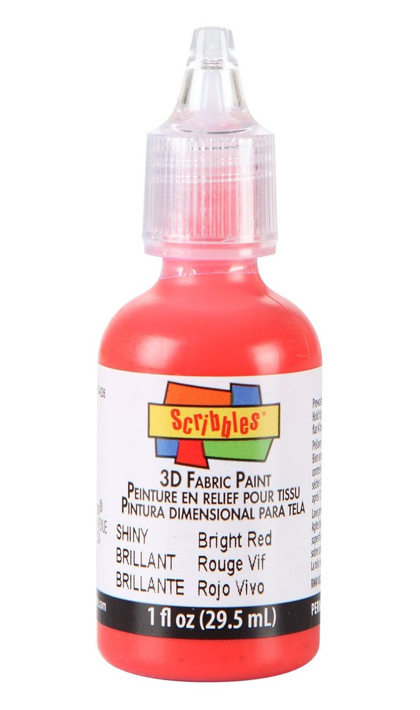 Scribbles Fabric 3D Paint, Bright Red, 1 Oz (54121)