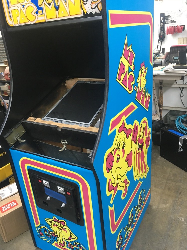 Ms PAC MAN Side Art Blue 2 Pc Set Laminated High Quality