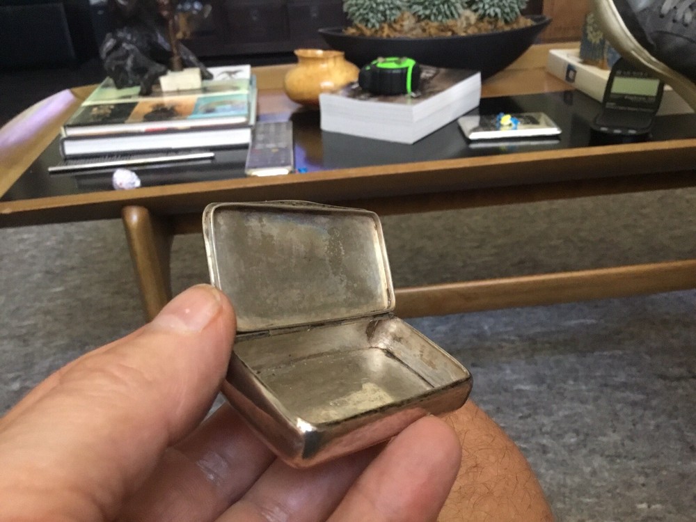 Antique Sterling Silver/Gold Snuff Box/ Pill Box