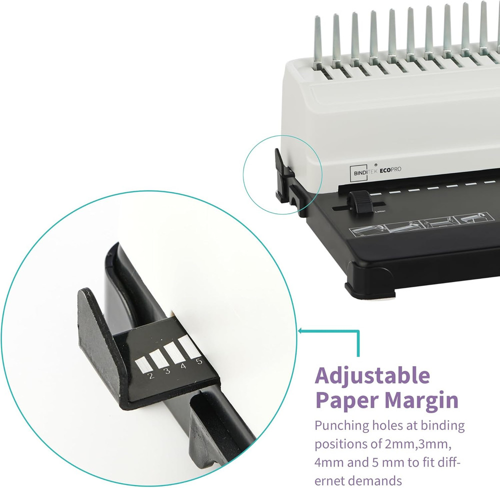 Binding Machine, 19-Hole, 450 Sheets, Comb Binder Machines with 100 PCS 1/2" Com