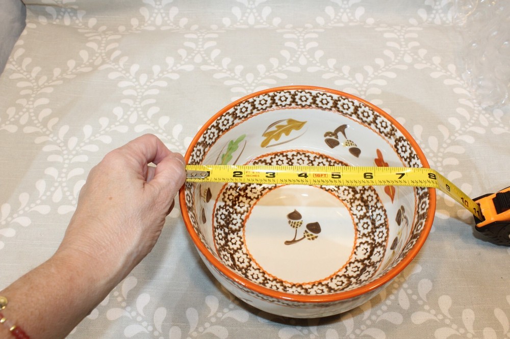 5 PC Temptations Old World Stacking Nesting Mixing Bowl Set - Fall/Autumn Acorns