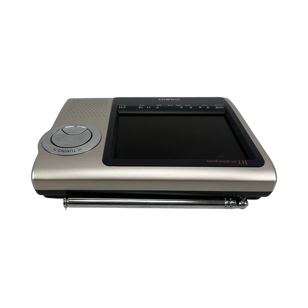 CASIO EV-4500B 4″ Active Matrix LCD Color Portable TV VHF/UHF Retro - POWERS ON