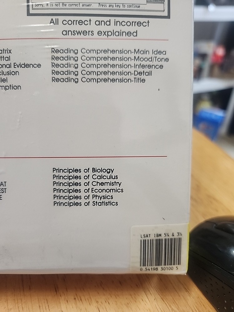 Vintage Cliff Notes LSAT Prep Guide Study Ware Computer Software For IBM PC, XT