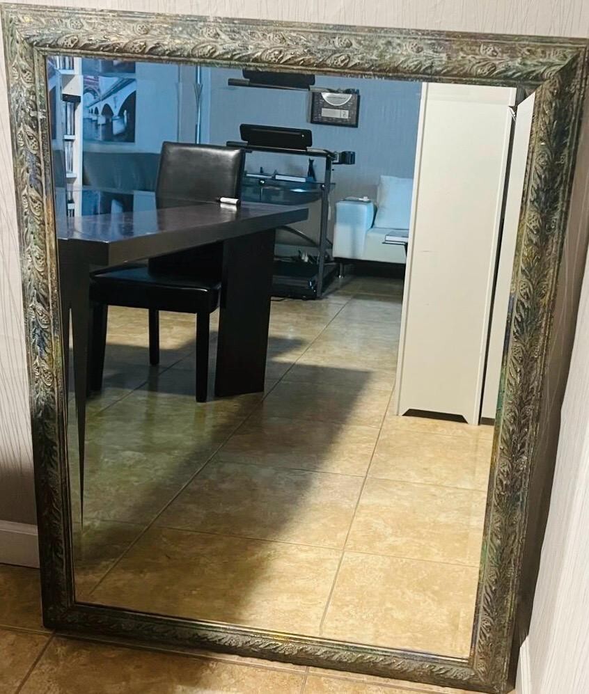 Antique Rectangular Mantle Beveled Mirror