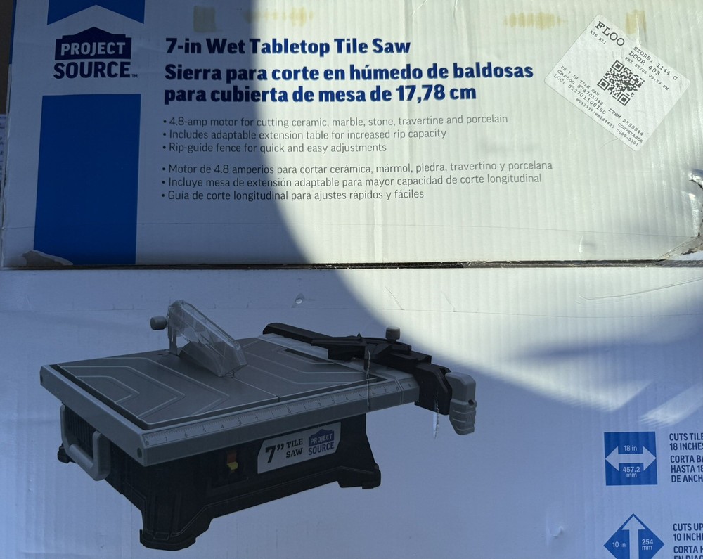 New PROJECT SOURCE 7-in Wet Tabletop Tile Saw