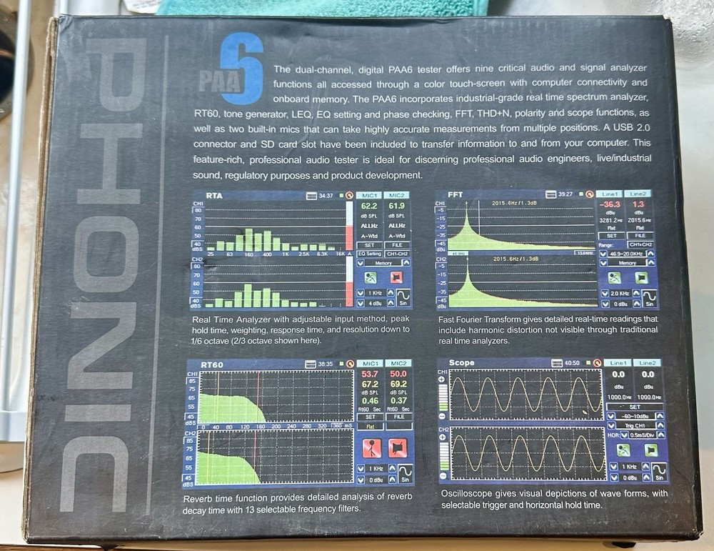 PHONIC PAA6 Dual-CH Audio Spectrum Analyzer Support Balanced XLR Input/Output