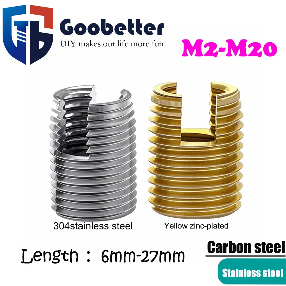 Slotted Self Tapping Threaded Inserts AN 335 External and Internal Thread M2-M20
