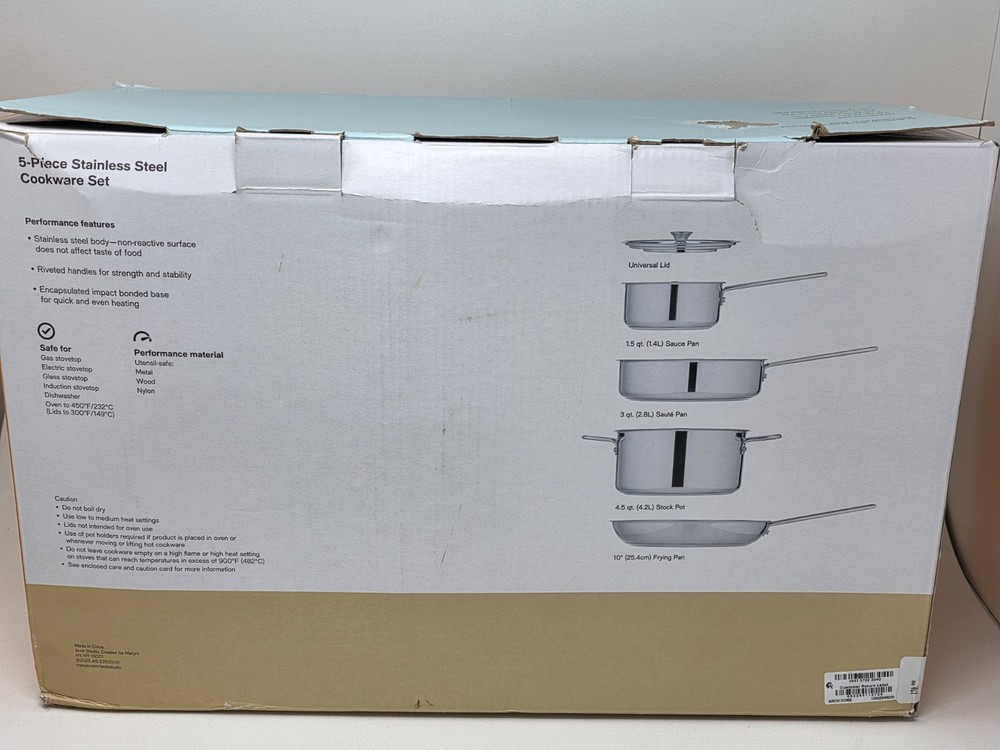 Arch Studio 5-Pc. Stainless Steel Cookware Silver