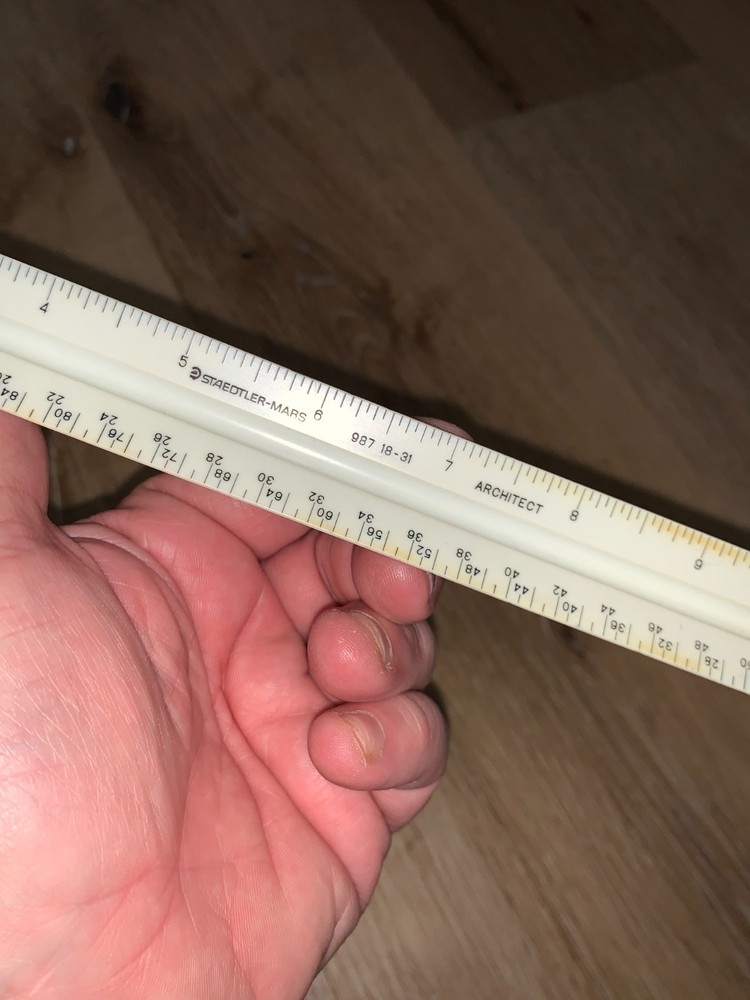 Vintage Staedtler-Mars 987 18-31 Triangular Architect Drafting Ruler 12"