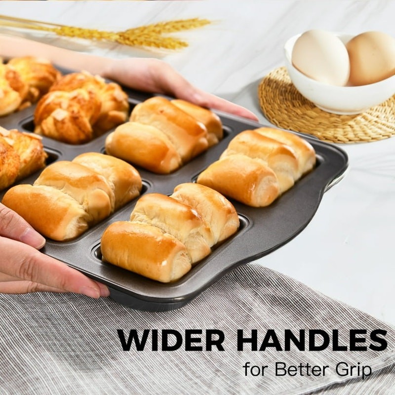 Mini Loaf Pans 8-Cavity, 2 Pack Nonstick