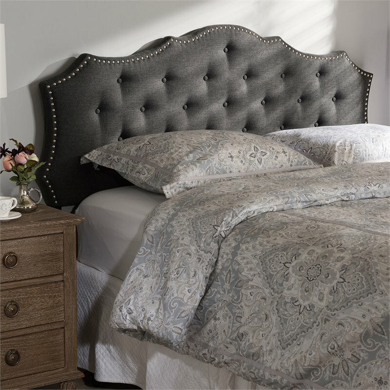 Bowery Hill Modern Fabric Tufted King Panel Headboard in Gray